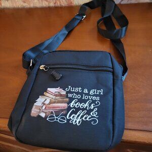 Book and coffee saying small purse (new in bag)